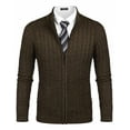 thumbnail image 5 of COOFANDY Men's Full Zip Cardigan Sweater Slim Fit Cable Knitted Zip Up Sweater with Pockets, 5 of 8