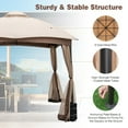 thumbnail image 6 of Resenkos 10 X 10 Feet Patio Double-Vent Gazebo with Privacy Netting and 4 Sandbags-Khaki, Hardtop Roof for Garden,Backyard Shade, 6 of 8