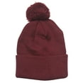 thumbnail image 1 of Soft Cushion Pom Cable Knit Long Beanie - Red, 1 of 2