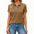 thumbnail image 2 of CCRFTGI Womens Polo Shirts Short Sleeve Moisture Wicking Basic Golf Shirts Collared Comfort Soft T-Shirt Light Brown XXXL, 2 of 5