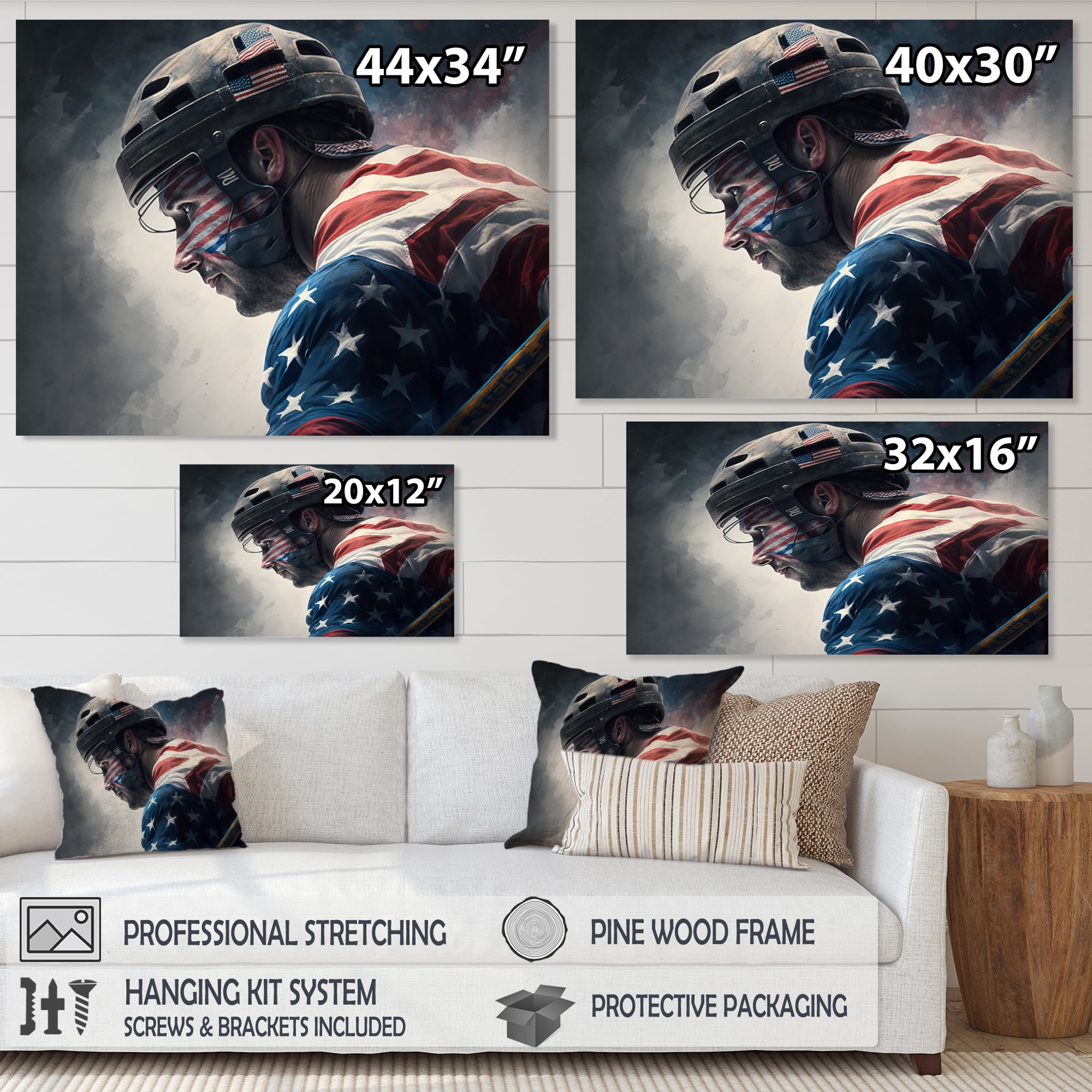 Designart Hockey Player On Break II Canvas Wall Art