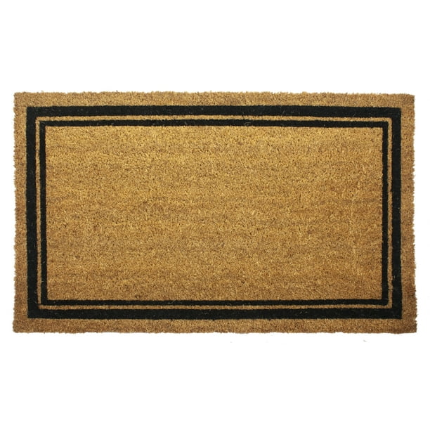 Entryways Coir Doormat w/Border and Backing, 18'' x 30'', Natural Coir