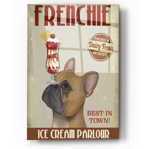 Epic Art 'French Bulldog Ice Cream' by Fab Funky, Acrylic Glass Wall Art, 12"x16"