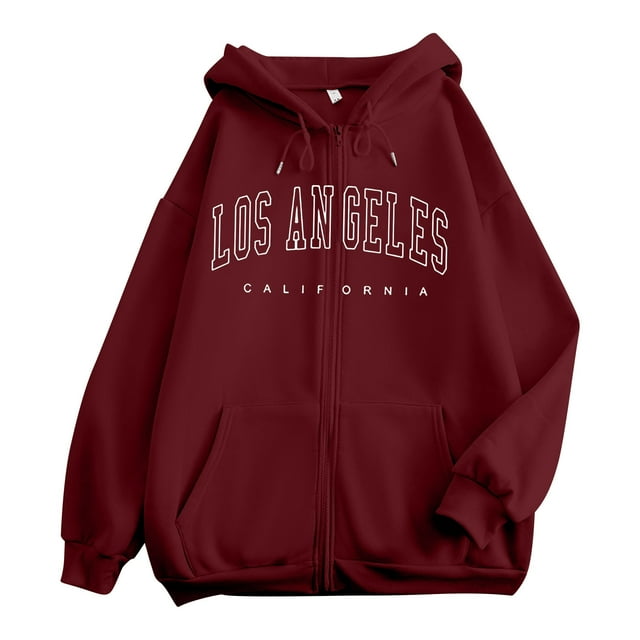LUOGENLI Sweat à Capuche pour Femmes Automne et Hiver Tendance Chandails en Molleton Imprimé Lettre Sweat à Capuche Sport Manches Longues Sweat à Capuche Rouge Taille TG