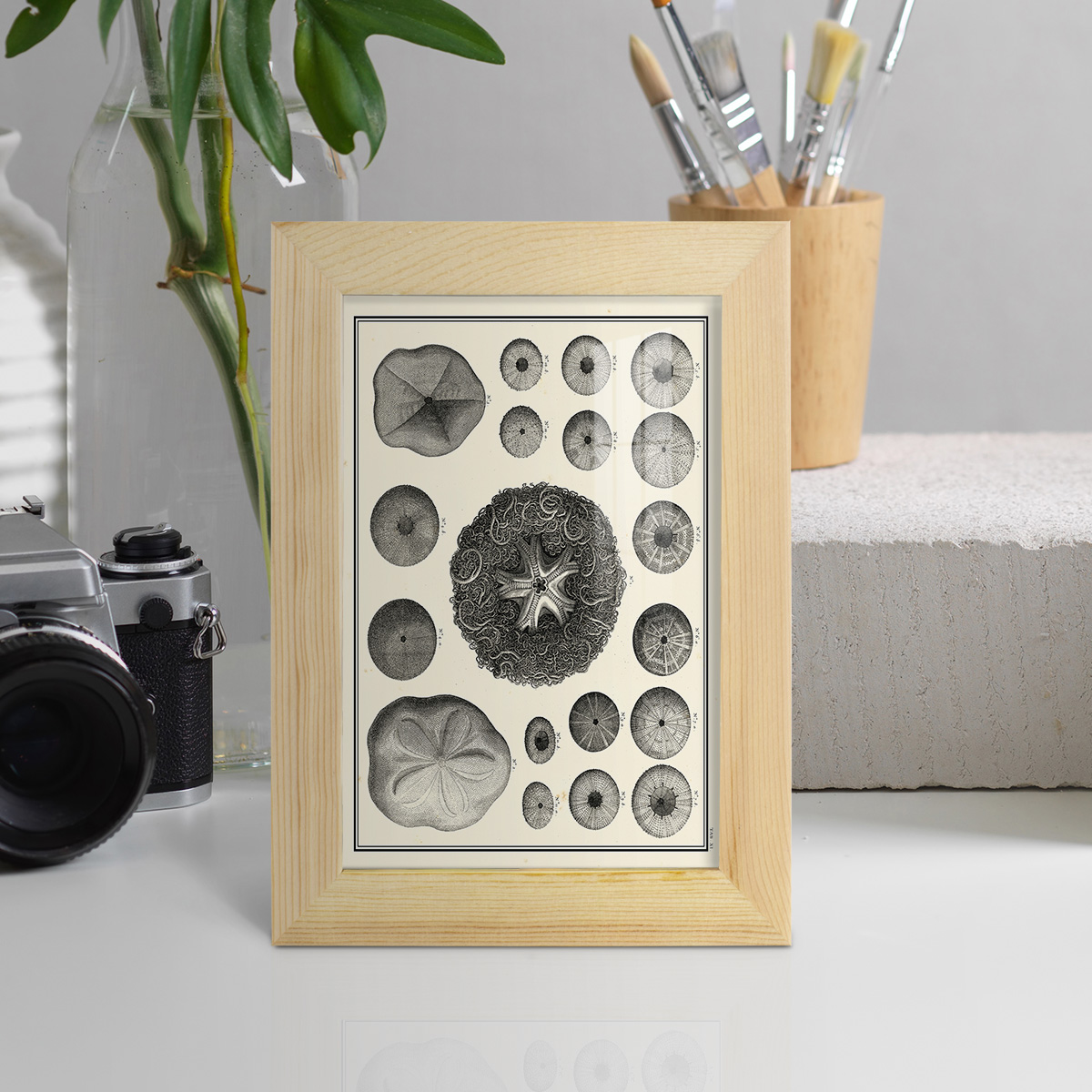 Aegean Collection I -Framed Print w/glass-Natural Wood
