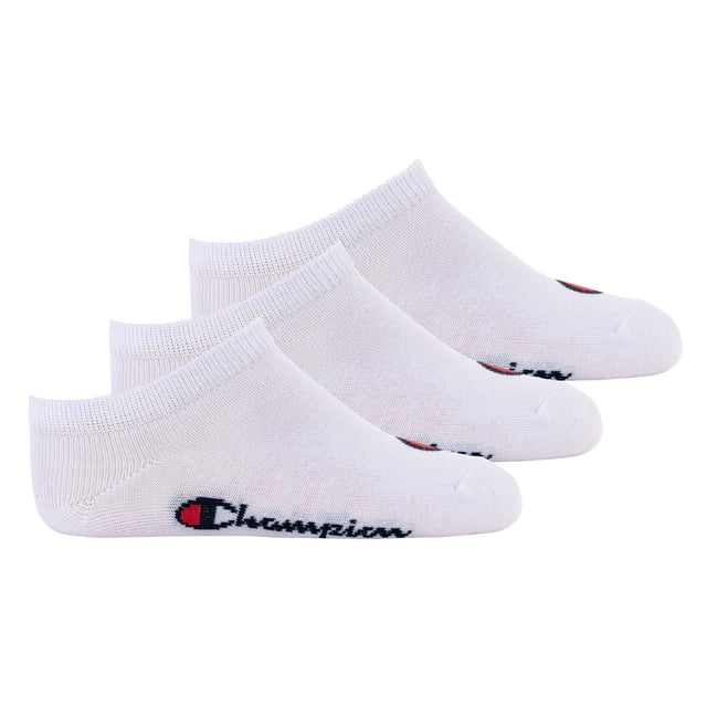 Champion Calcetines para Niños, Paquete de 3 - Sneaker, Color sólido Blanco 27-30