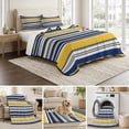 thumbnail image 6 of Queen Quilt Set 90''x96'', Navy Blue Yellow Striped Lightweight Summer Bedspread Coverlet Set with 2 Pillow Shams, Farmhouse Vintage Stripe Breathable All Season Quilt Bedding for Bedroom/Guest Room, 6 of 9