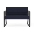 thumbnail image 2 of Waterfall Reception Waiting Sled Base Loveseat / Charcoal Steel / Navy Blue, 2 of 5