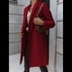 thumbnail image 4 of Abrigo de Guisante para Mujer, con Solapa y un Solo Botón, Cortavientos, Holgado, Informal, de Longitud Media, para Otoño e Invierno. Vino Tinto L, 4 of 7
