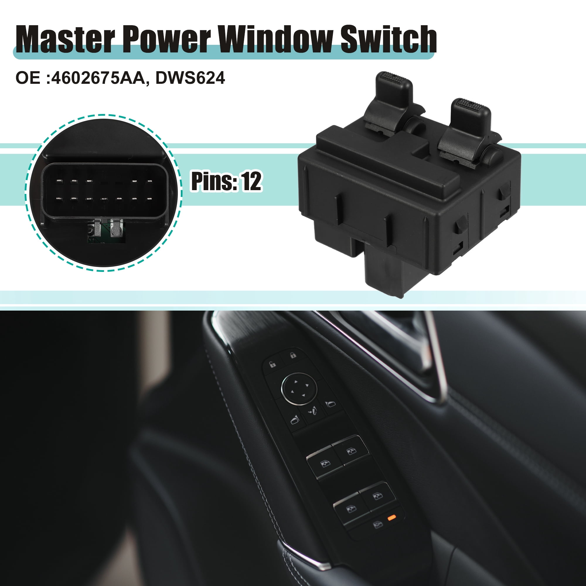 Unique Bargains Driver Side Power Window Switch for Jeep Wrangler 2 DOOR Black