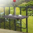 thumbnail image 7 of Balcony Railing Table Outdoor Hanging Folding Balcony Bar Table for Railings Patio Hanging Table on Railing Aluminium Metal Side Table Folding Adjustable 23.6"(L) x 15.7"(W) Brown, 7 of 7