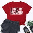 thumbnail image 2 of Penkiiy Womens I Love My Husband Tshirt Cute Relationship Married Tee Red, 2 of 7