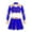 Blue, variant on TiaoBug Girls Long Sleeve Crop Top with Skirt Outfits Cheer Leader Children Party Dress Up Costume Red 8