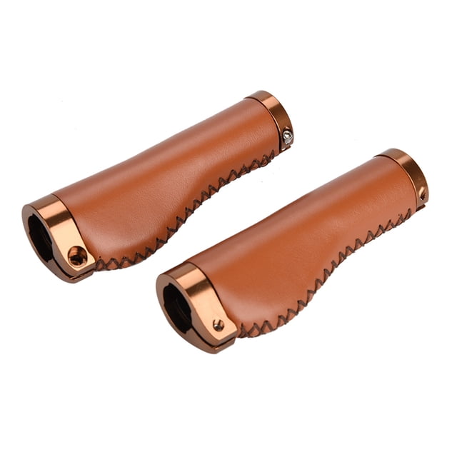 Puños de manija JadeshayMX de cuero PU para bicicleta plegable marrón