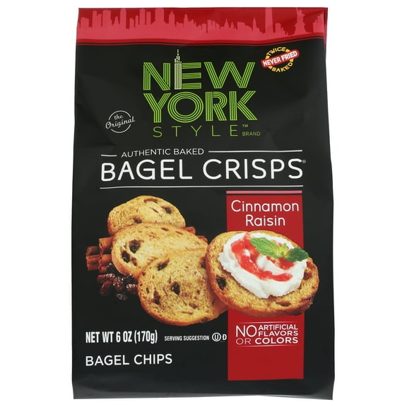 Pack of 6, New York Style Cinnamon Raisin Bagel Crisps, 6 oz