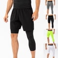 thumbnail image 1 of Men's One Leg Sports Close Fitting Running Elastic Dry Solid Color Cropped Pants Yoga Trousers, 1 of 7
