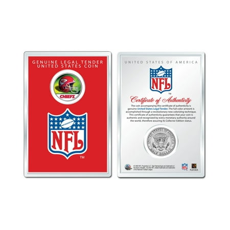Military Coin Display - KANSAS CITY CHIEFS NFL Helmet JFK Half Dollar Coin w/ NFL Display Case LICENSED