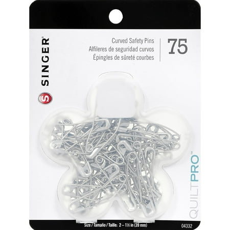 UPC: 0075691043322 | Singer Quiltpro Curved Safety Pins 75/Pkg