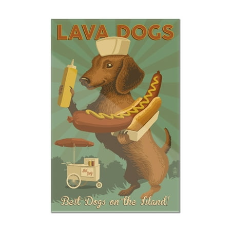Hawaii - Lava Hot Dogs - Best Dogs on the Island - Dachshund - Retro Hotdog Ad - Lantern Press Artwork (8x12 Acrylic Wall Art Gallery (Best Retro Soccer Jerseys)