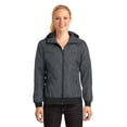 thumbnail image 1 of Sport-Tek - Chaqueta cortavientos con capucha para mujer, LST53, gris grafito/negro, 4XL deporte-tek LST53, 1 of 1