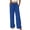 Blue, variant on Crinkle Textured Womens Striped Wide Leg Pants Drawstring High Waist Loose Flowy Trousers with Pockets Daily Beach Loungewear Pants Blue