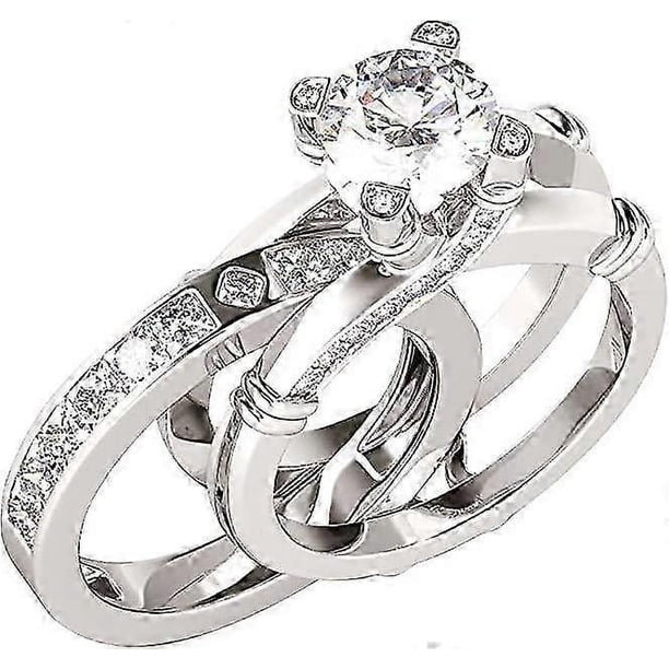 Women Rings , 2 In 1 Creative Combination Ring Set With Zircon And Versatile Fashion Ring , Jewelry Sets , Valentine\'s Day,Number 8
