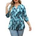 thumbnail image 5 of VERABENDI Women's Plus Size Tops 3/4 Sleeve Shirts Dressy Casual Metal Buckle V-Neck Tunic Blouses,M-4XL, 5 of 11