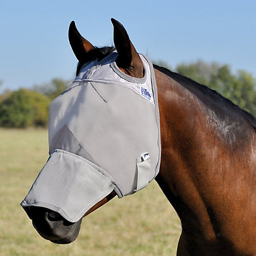 SmithBuilt Horse Fly Mask with Ears Gray, Cob Breathable Mesh and UV Protection