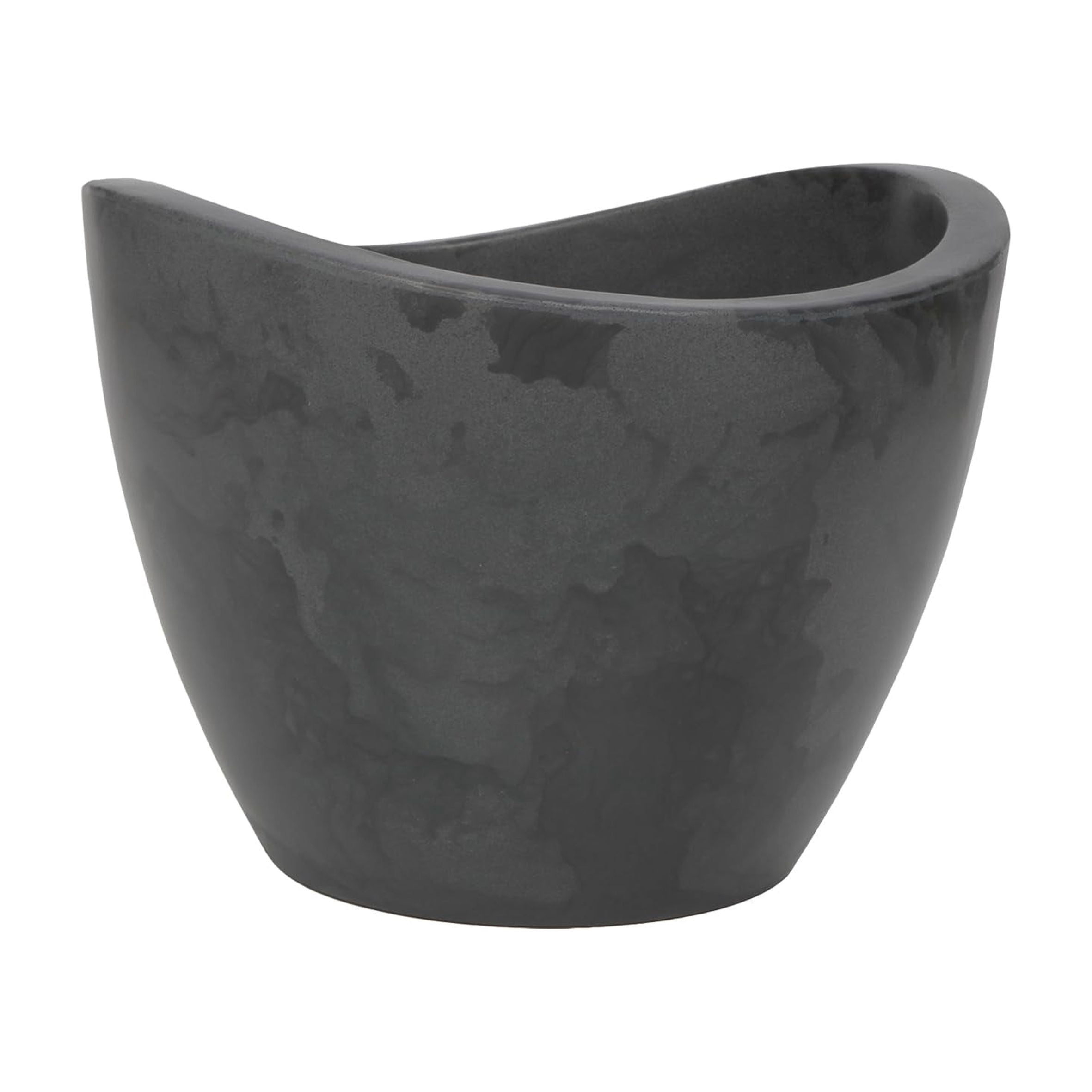 Ecobo 11.8 inches Eco-Friendly Round Pot Planter Onda Indoor/Outdoor use, Durable, Versatile & Lightweight, Designed by Brazilian Artisans, Contemporary All-Weather Design –Black