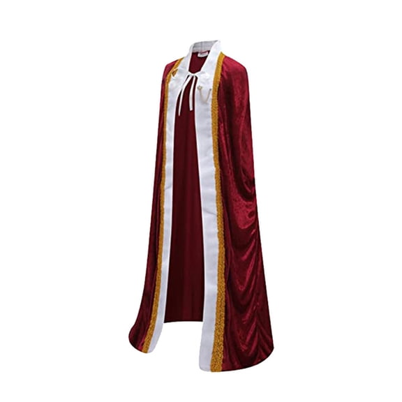 JOANKDMI Unisex Royal King Cape Elegant Velvet Robe with Faux Fur Trim and Metallic Braid for Medieval Prince Role Play Fairytale Ruler Dress Up and Majestic Halloween Party Costume
