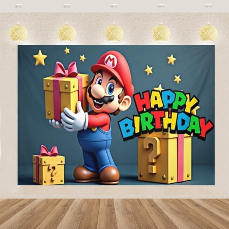 Mario Birthday Party background banner - party decoration birthday party supplies ideal garden outdoor camping room bedroom and living room decoration party background/festival design