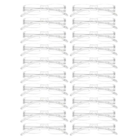 MAGIMODAC Transparent Rimless Reading Glasses Men Women Stylish Narrow Readers (20 Pcs Reading glasses, +3.5)