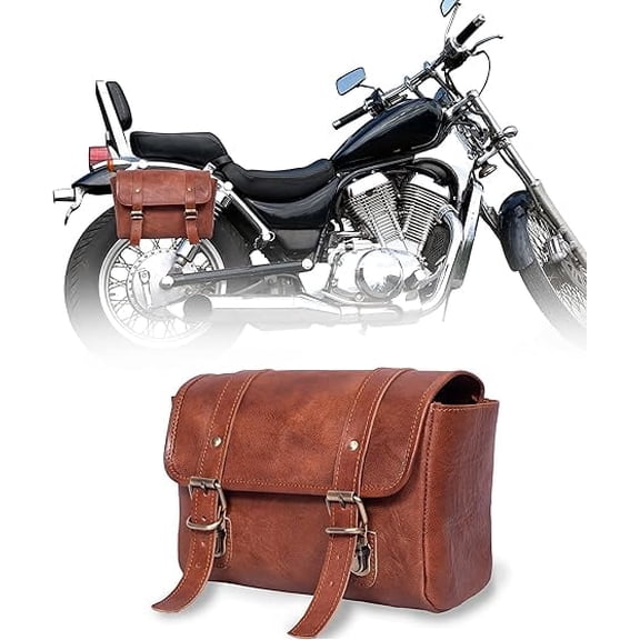 Genuine Leather Large Capacity Saddle Bag For Motorcycle Side Pouch Accessories Storage Panniers Motorbike Universal Handmade Saddlebags For Bike Commuters Handlebar Bicycle Brown Leather Tool Bag