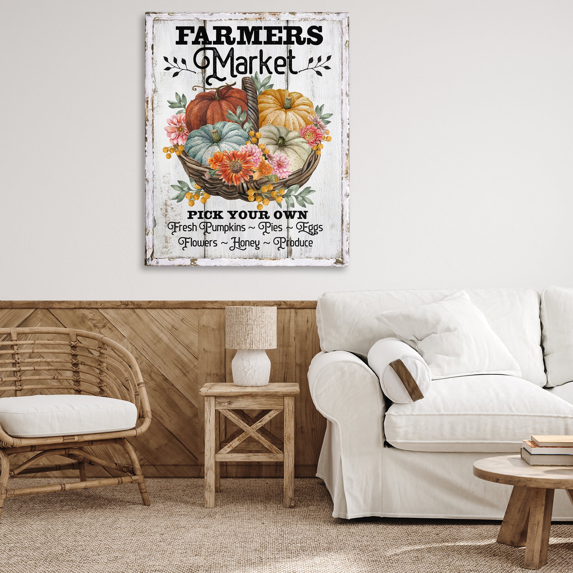 Stupell Industries Farmers Market Pumpkin Basket Holiday Painting Gallery Wrapped Canvas Art Prints Wall Art, 36 x 48
