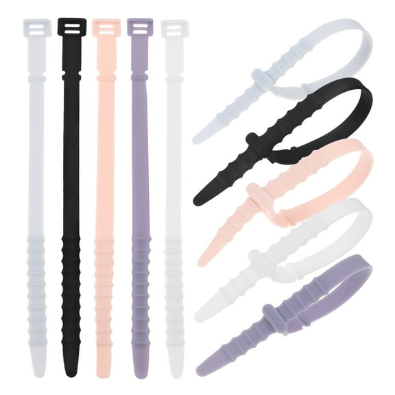 Pawsdot 10Pcs Elastic Silicone Cable Ties Reusable Rubber Straps for Outdoor and Indoor Cable Management