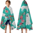 thumbnail image 3 of Great Pyrenees Dog and Pioneer Flower Hooded Bath Towel，60"x35" for Ages 3 To 12 Kids, Quick Dry Lightweight Soft Microfiber Hood Beach Towel Cover Up for Kids, 3 of 7