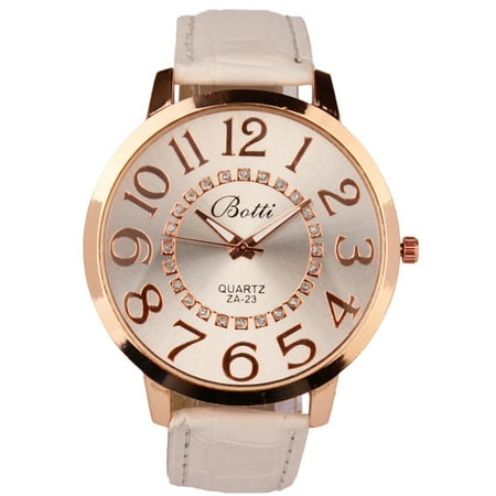 - Large Face White Design Band Wristwatch Easy to Read Numbers Fashion Big Dial Watch-59