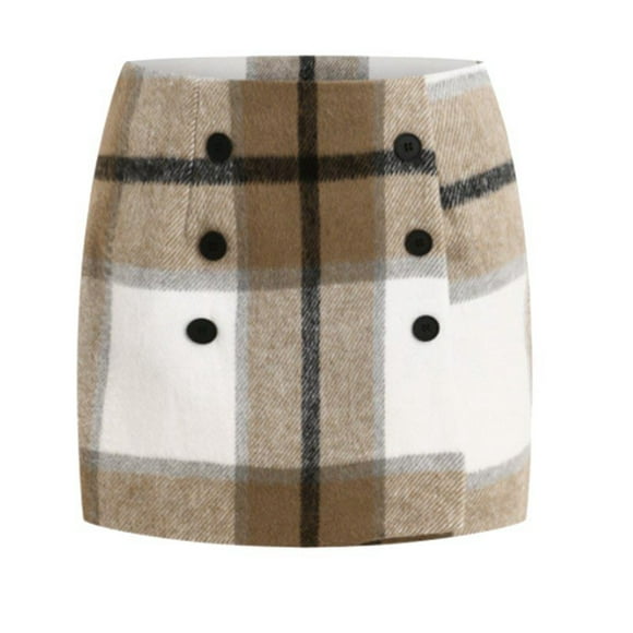 Fgnfyis Womens Skirts Halloween Fall Plaid Tight Mini Wrap Skirt Skirts for Women Khaki M