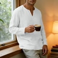 thumbnail image 6 of VeFlora Men's Linen Shirt, Long-Sleeve, V-Neck, Button-Down Linen Shirt, Men's Summer Shirt, Lightweight, Casual Shirt, Men's Shirts, Beach Shirt(White/XL), 6 of 7