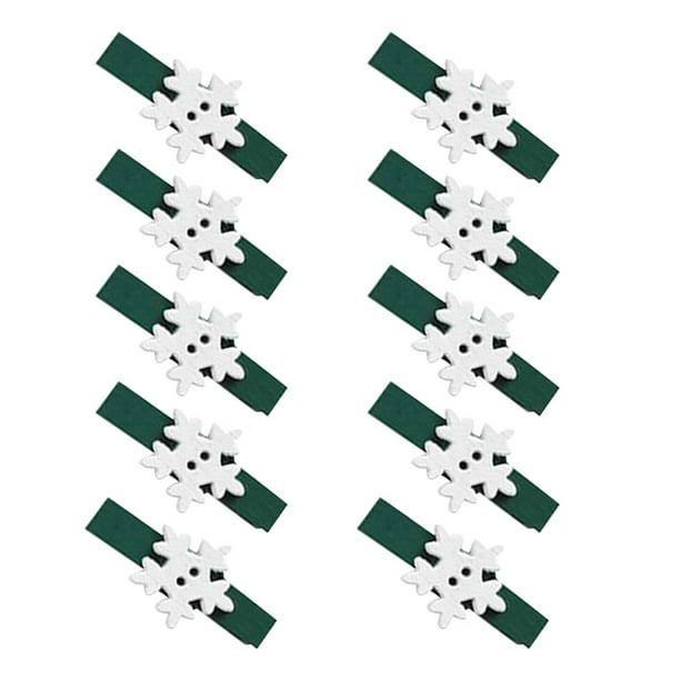 10 Uds. De Clips de para Navidad, adornos navideños DIY, decoración de fiesta de año nuevo, Clip de pared de fotos, decoraciones para Kits de decoración para fiestas Pinza verde+flor blanca Matsuzay HA001767-05