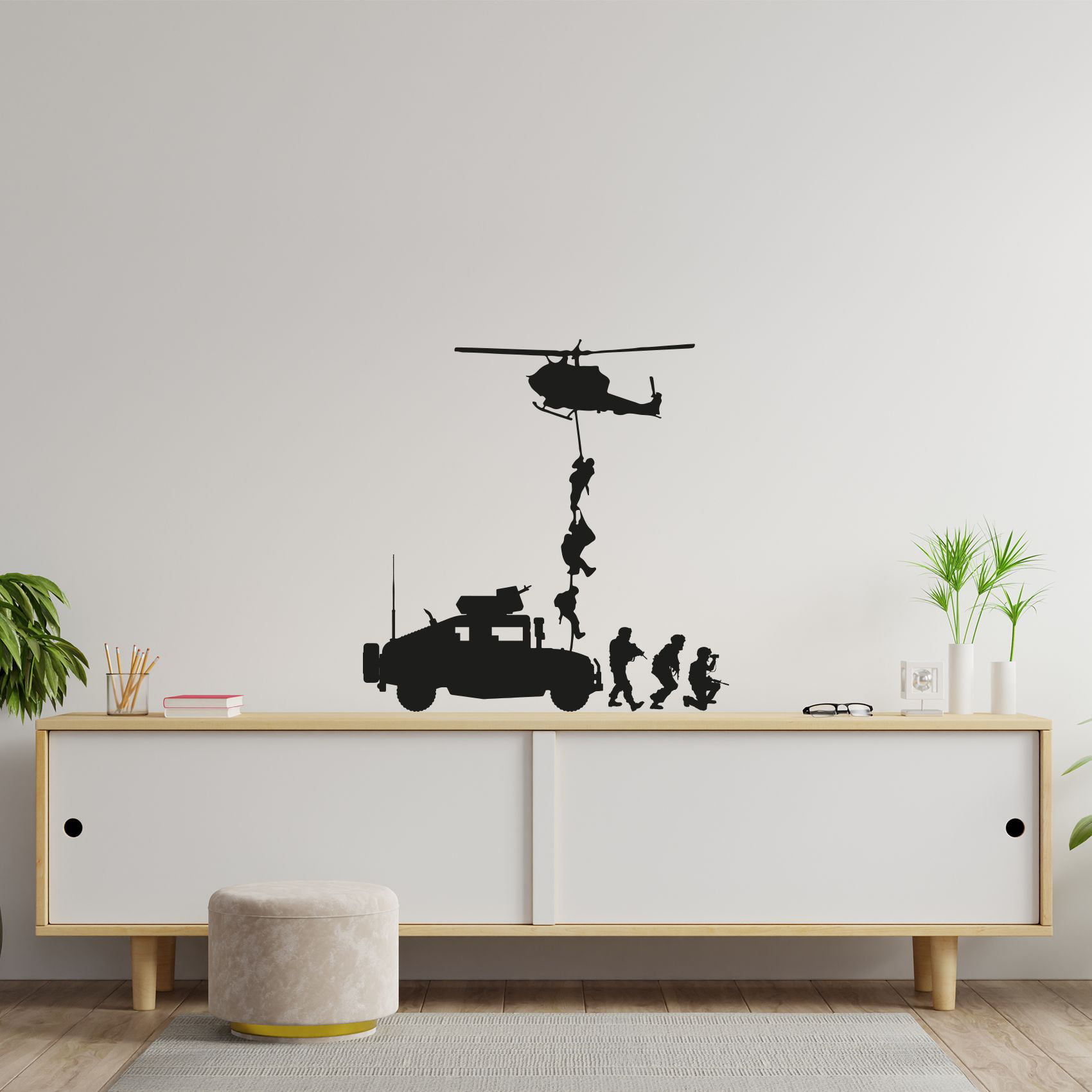 Military Swat Team Army Soldier Truck Vehicle Shadow Wall Sticker Art Decal for Girls Boys Room Rooms Home Decor Stickers Walls Art Vinyl