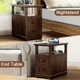 thumbnail image 6 of FAGAGA End Table Set of 2 for Living Room with 2 Drawers, Vintage Sofa Side Table with Charging Station, Wooden Nightstand with Storage for Bedroom, Dorm, Office | Cherry, 6 of 11