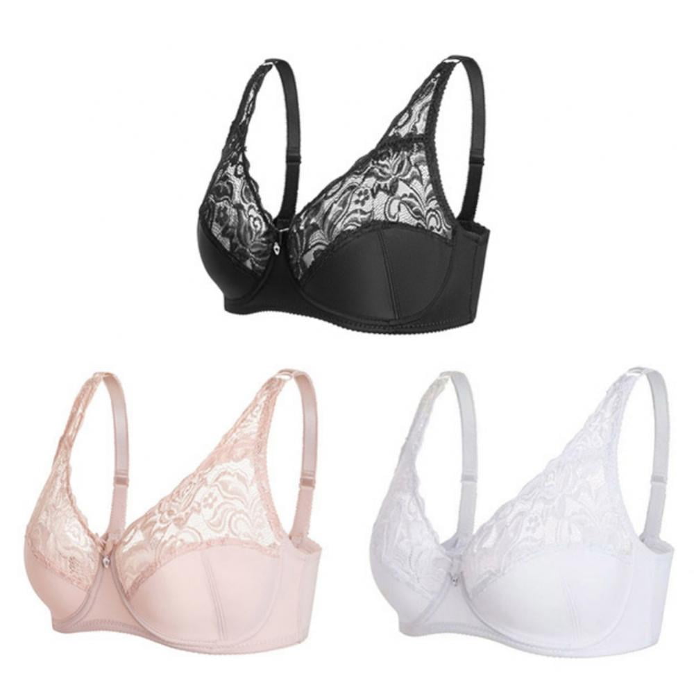 Bras for Big Breast Women High Support Large Bust - Adjustable Bralette  Bra,Wireless Everyday Bras for Women,Non-Padded Plus Size Push up  Bra(3-Packs)