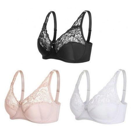 

Bras for Big Breast Women High Support Large Bust - Adjustable Bralette Bra Wireless Everyday Bras for Women Non-Padded Plus Size Push up Bra(3-Packs)