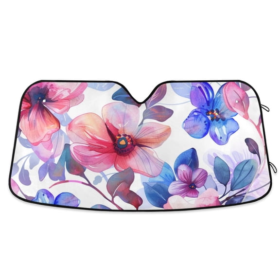 Flowers Colorful Car Windshield Sun Shade Reflector Sunshade Foldable for Front Keeps Vehicle Cool