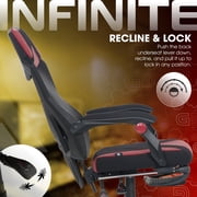 Gamer Gear Gaming Office Chair with Extendable Leg Rest, Red/Black Fabric Upholstery