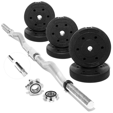 Yes4All Curl Barbell Weight Set 40 & 50 LB, Detachable EZ Curling Barbell with Weights, Fit 1-Inch Standard Plates - 300 LB Capacity for Strength Training & Home Gym Workouts