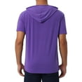 thumbnail image 3 of Sudadera con capucha INSPIRE CHIC para hombres, camiseta de manga corta, pullover atlético, camiseta con capucha y cordón, M púrpura, 3 of 5