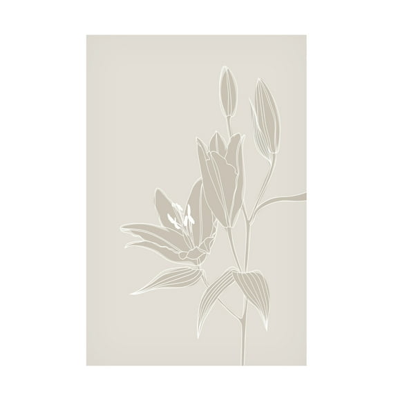 Trademark Fine Art Rosana Laiz Blursbyai Line art lillies in white Canvas Wall Art