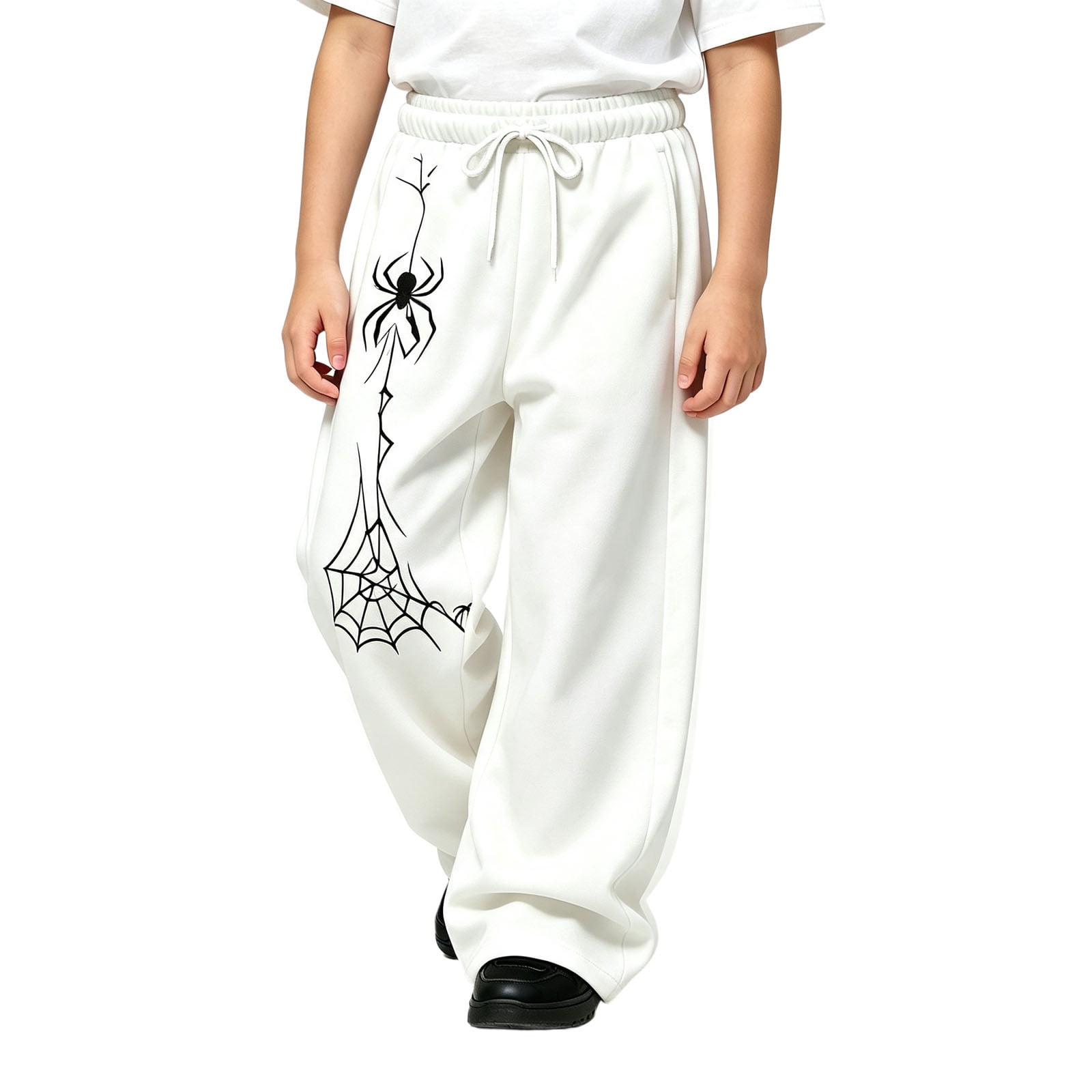 Curuila Toddler Child Boys Sweatpants Elastic Waistband Drawstring Graphic Print Wide Leg Pants For Boys Loose Fit Fashionable Joggers Trousers Size 6-7 Years